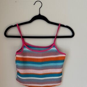 SHEIN Colorful Striped Faux Crochet Camisole